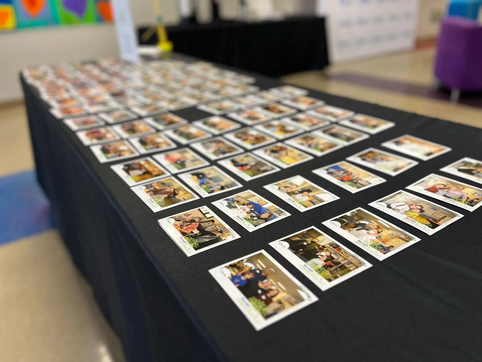 Hundreds of custom-framed magnet keepsakes, ready for guests to pick up.