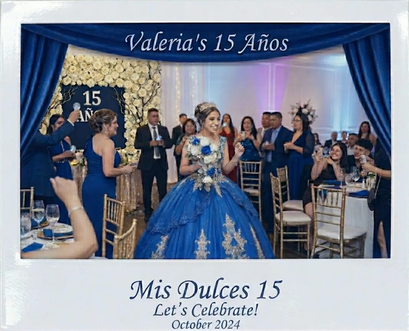 A Quinceañera celebration captured inside a Magneteam custom frame.